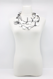 JIANHUI LONDON White Wooden Squares On Leatherette Chain Necklace