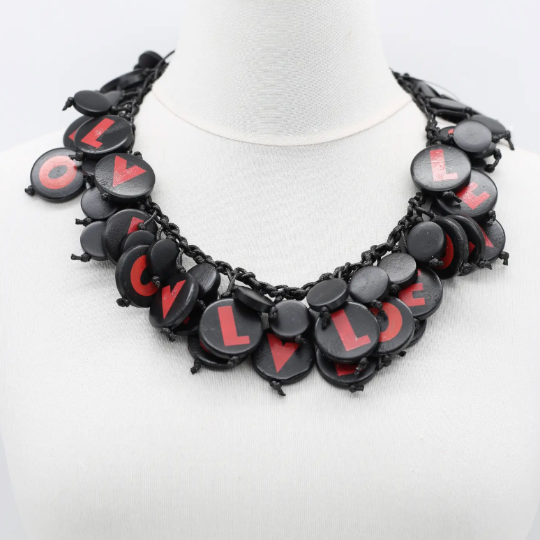 JIANHUI LONDON Black/Black Love Coin Cape-Style Necklace