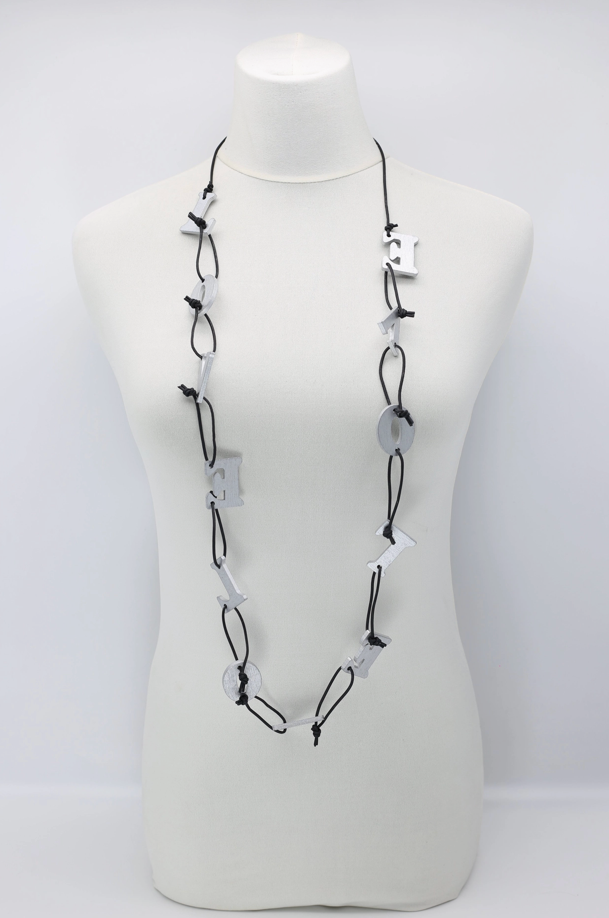 JIANHUI LONDON Silver Big Love On Leatherette Chain Necklace