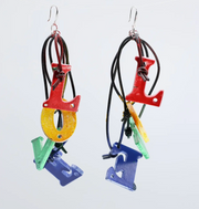 JIANHUI LONDON Rainbow Hand Painted Big Love On Leatherette Earrings