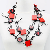 JIANHUI LONDON Red/Black Love & Hope Chain Leatherette Necklace