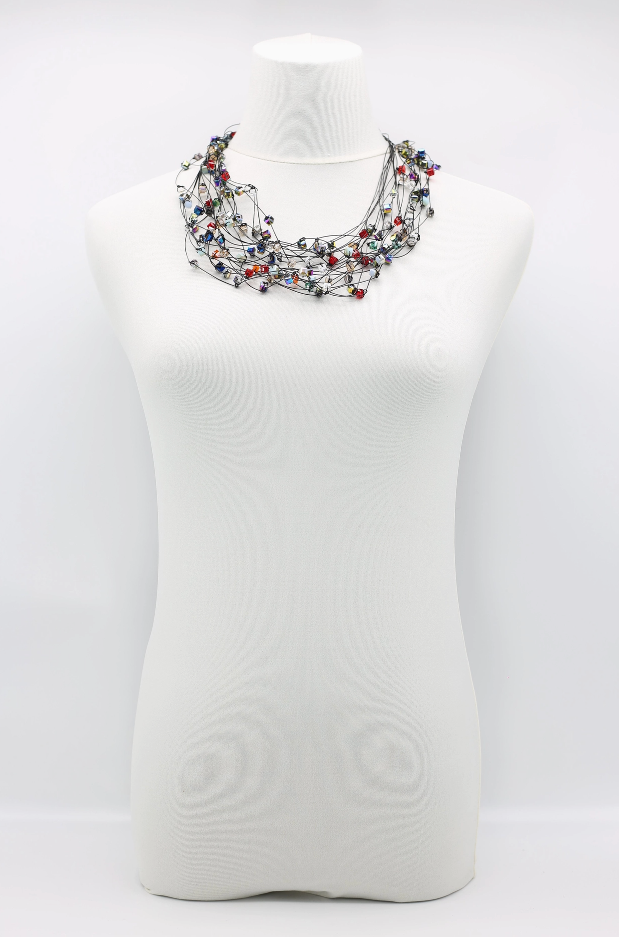 JIANHUI LONDON Summer Multicolour 10 Strand Crystal Knotted Necklace