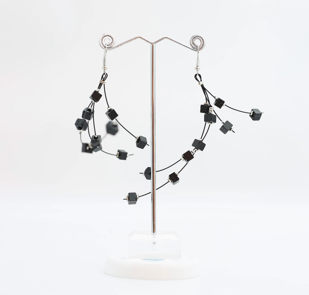 JIANHUI LONDON Black Frankie Pashmina Beads On Fishwire Earrings