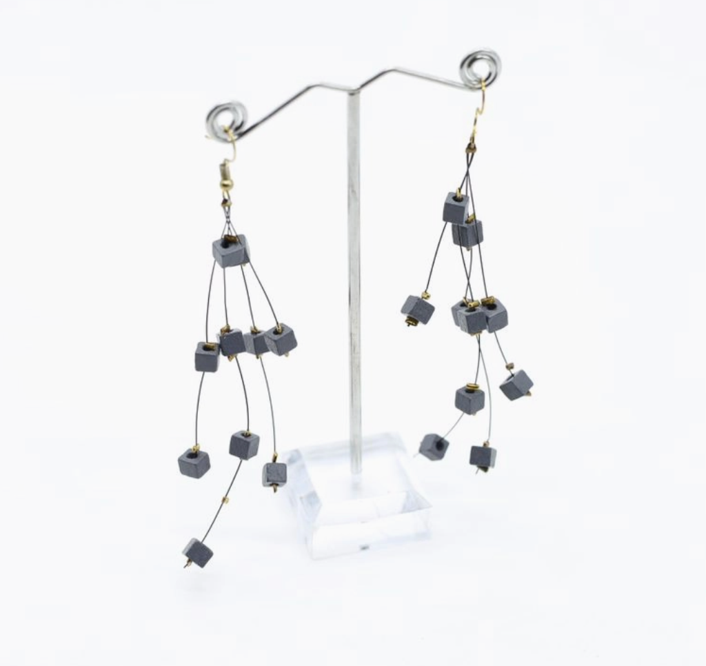 JIANHUI LONDON Grey Frankie Pashmina Beads On Fishwire Earrings