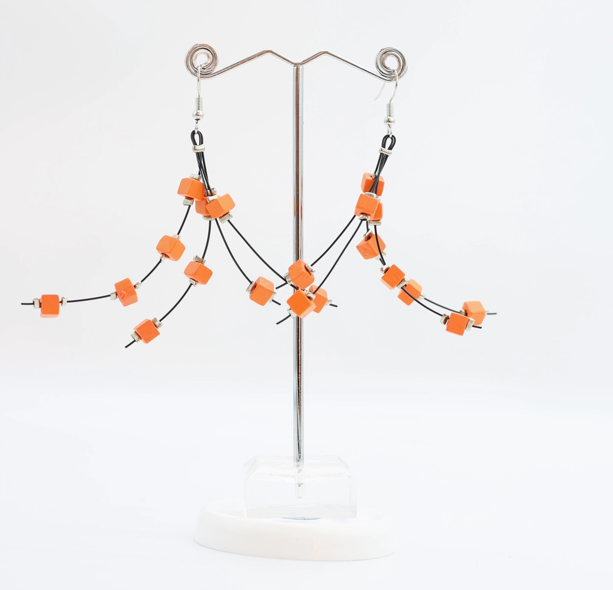 JIANHUI LONDON Orange Frankie Pashmina Beads On Fishwire Earrings