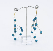 JIANHUI LONDON Teal Frankie Pashmina Beads On Fishwire Earrings