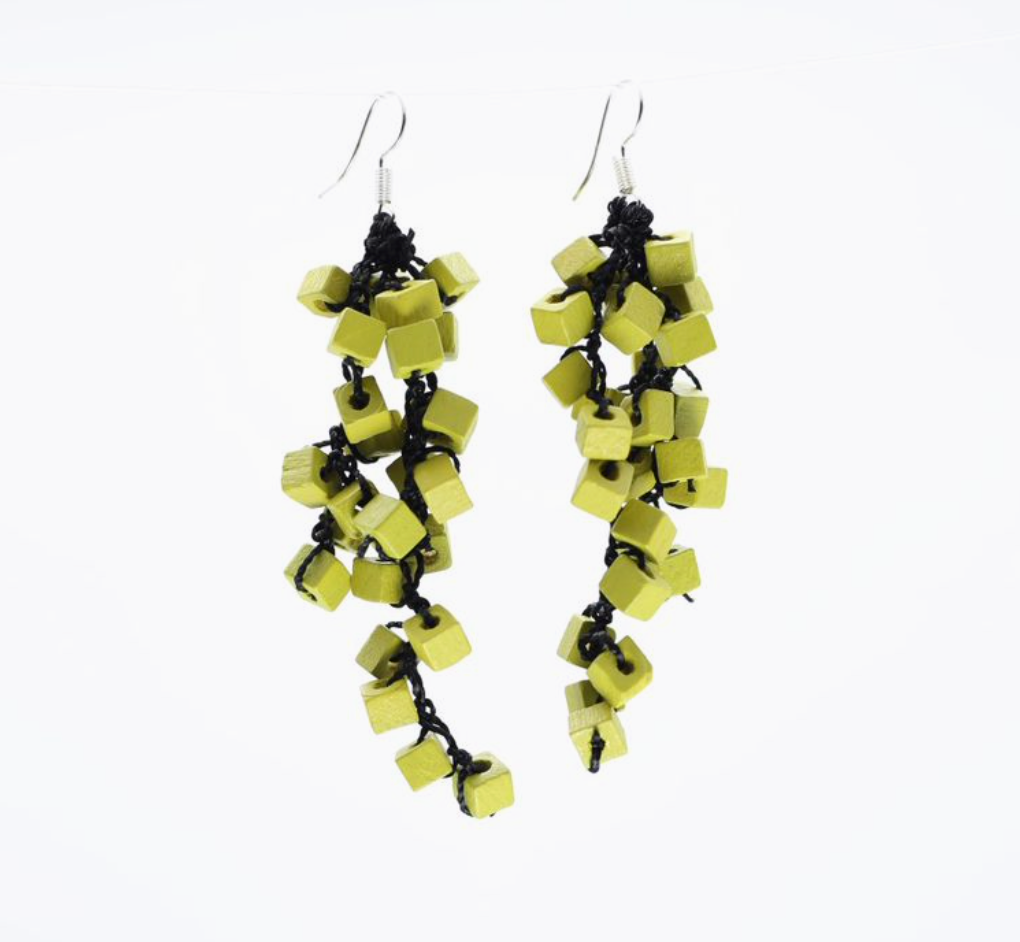 JIANHUI LONDON Yellow Iris Pashmina Hand-Crocheted Tassel Earrings