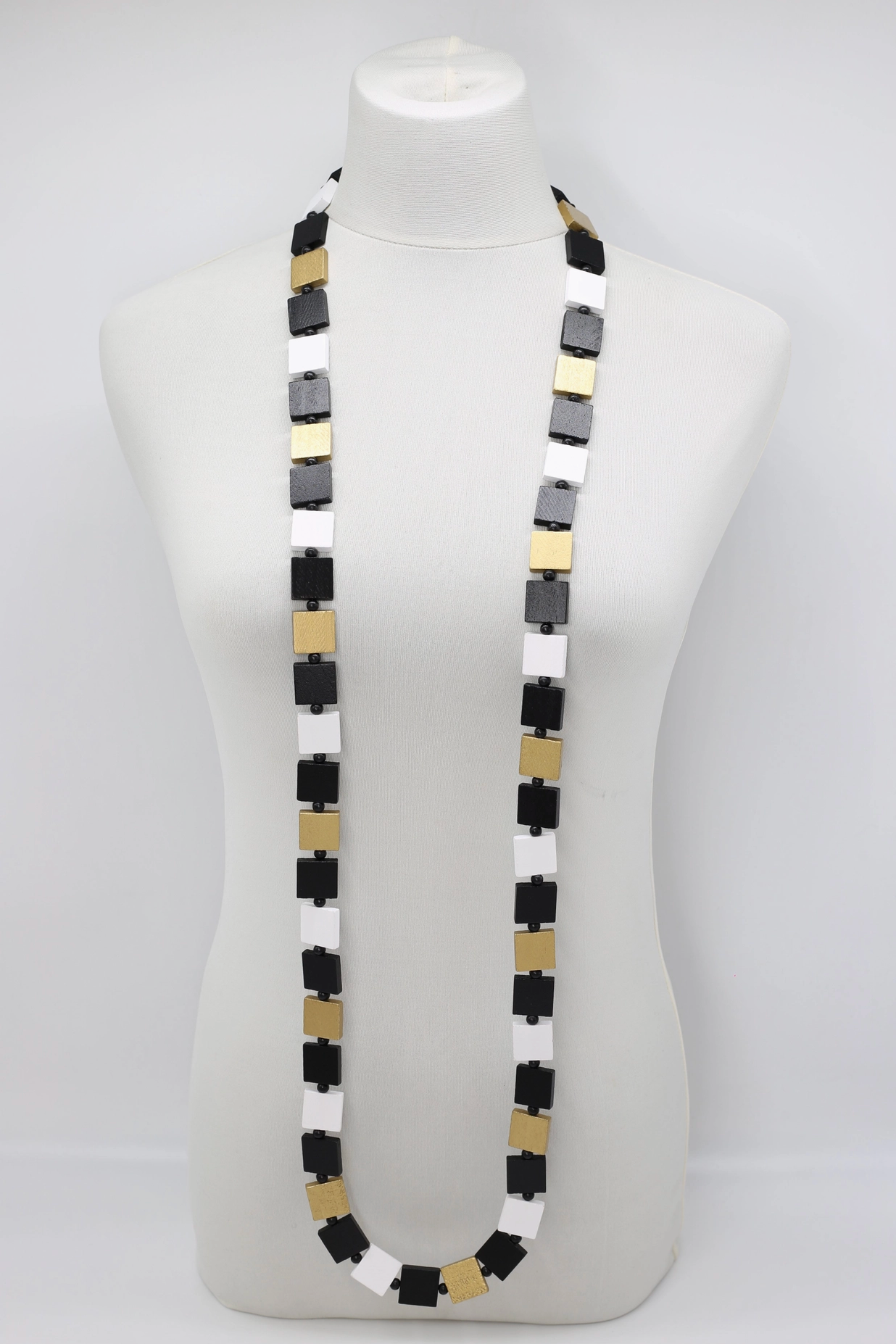 JIANHUI LONDON Black/Gold/White Square Klimt Collection 2x2 Necklace
