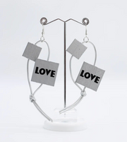 JIANHUI LONDON Silver Leatherette Love & Love Earrings