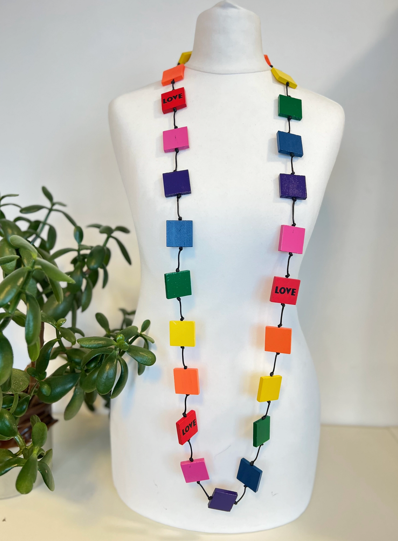 JIANHUI LONDON Rainbow Recycled Wood Square Necklace