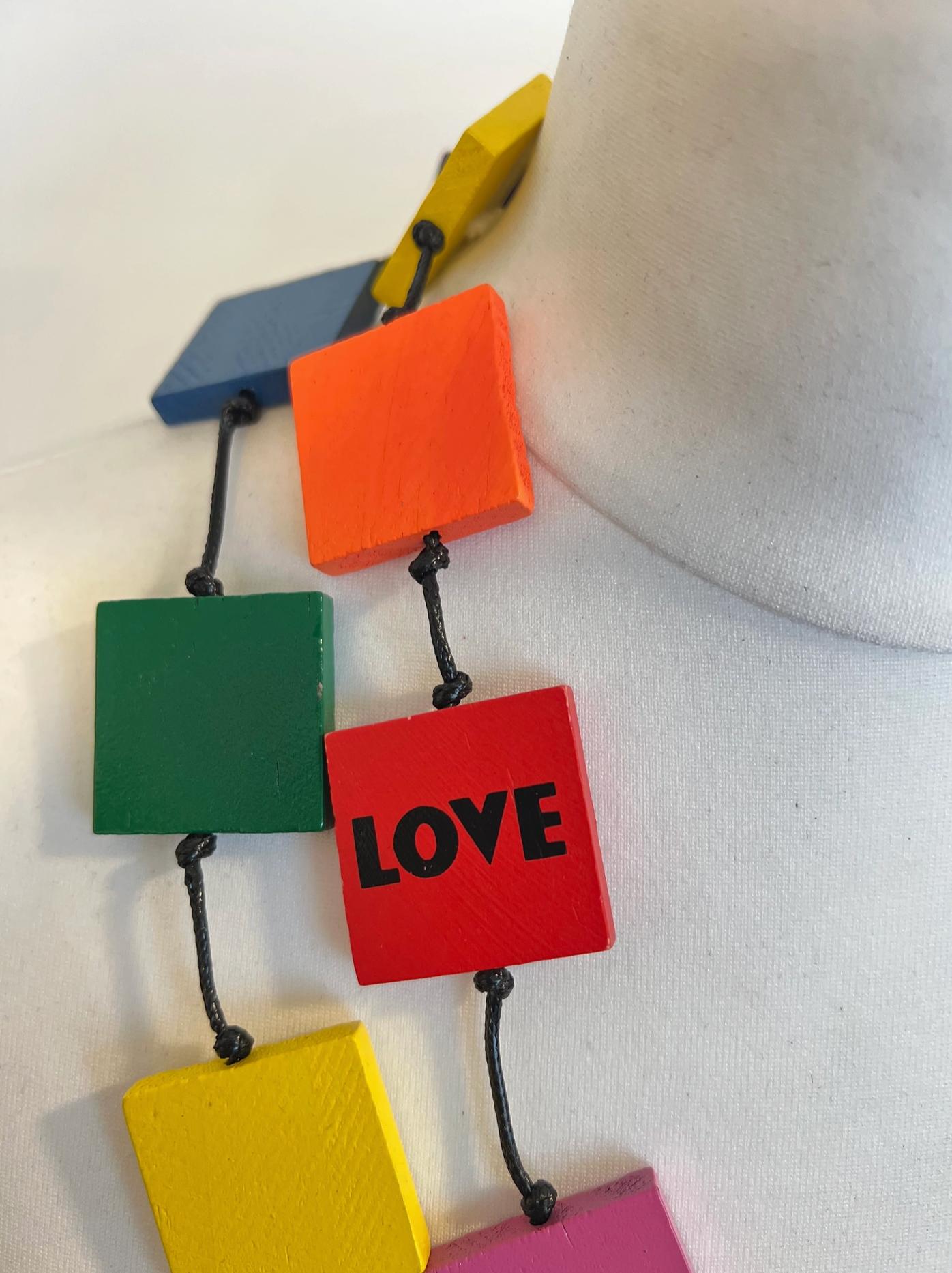JIANHUI LONDON Rainbow Recycled Wood Square Necklace