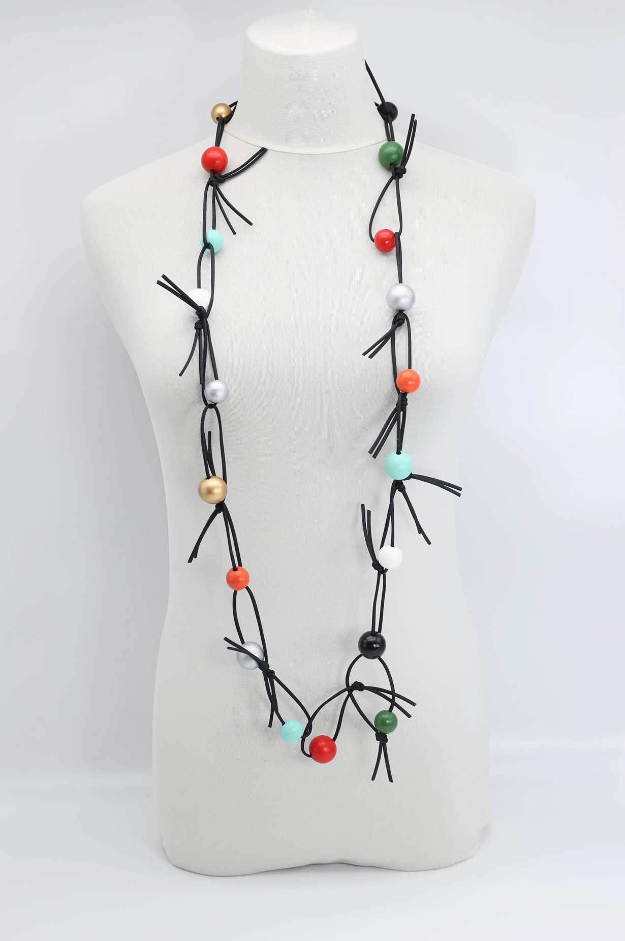 JIANHUI LONDON Multi Round Beads On Leatherette Chain Necklace