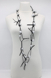 JIANHUI LONDON Silver Round Beads On Leatherette Chain Necklace