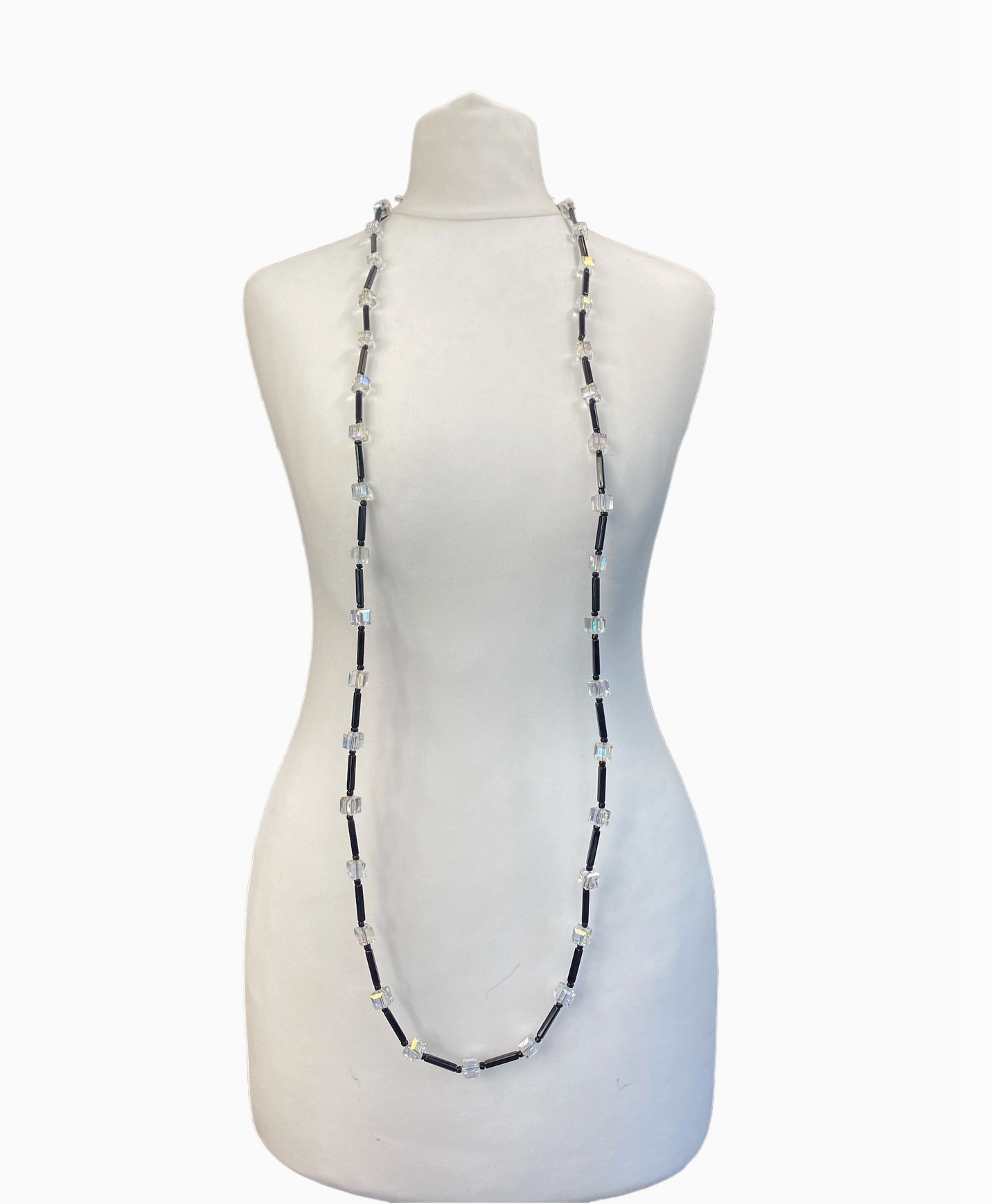 JIANHUI LONDON Black/Peacock Vintage Crystal Cubics and Tubes Necklace