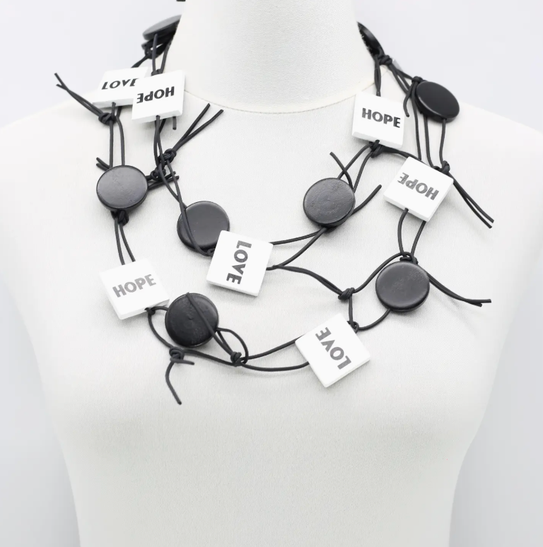 JIANHUI LONDON Black &White Love & Hope Chain Necklace