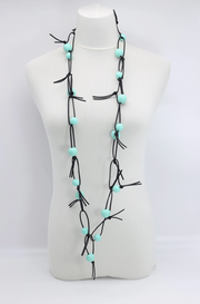 JIANHUI LONDON Turquoise Round Beads On Leatherette Chain Necklace