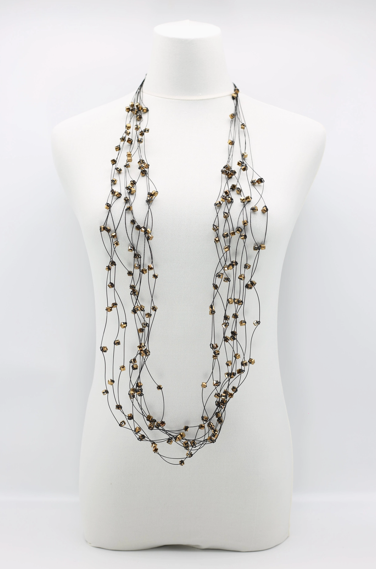 JIANHUI LONDON Bronze 10 Strand Crystal Knotted Necklace