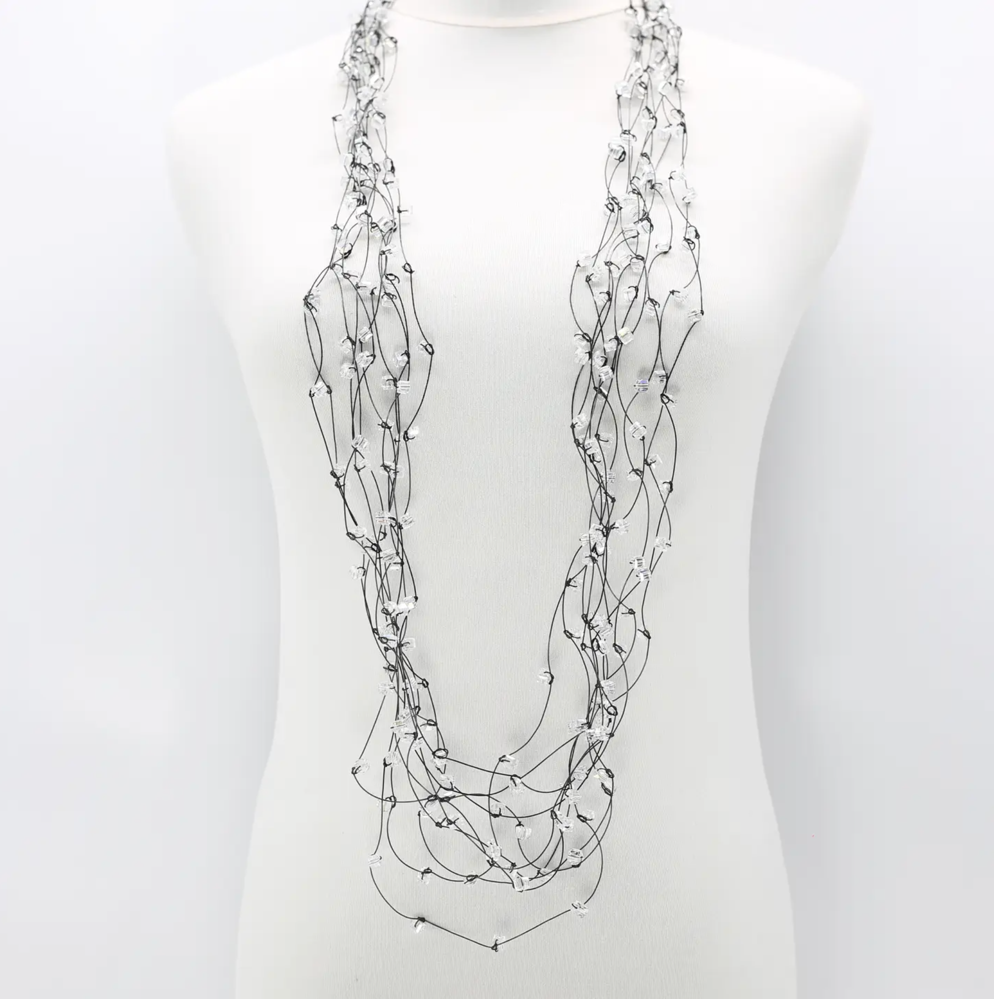 JIANHUI LONDON Clear 10 Strand Crystal Knotted Necklace
