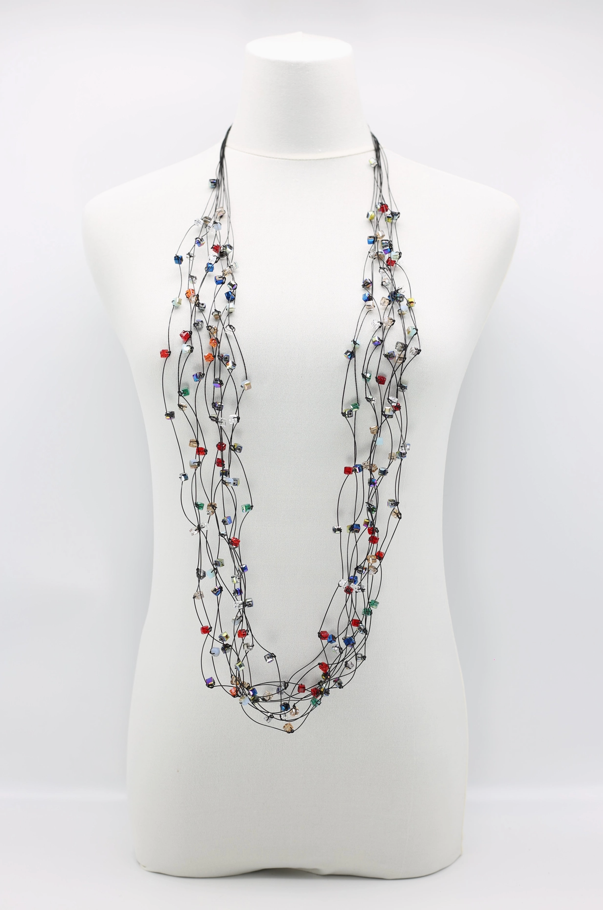 JIANHUI LONDON Summer Multicolour 10 Strand Crystal Knotted Necklace