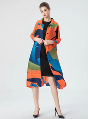 Vanite Couture Button Front Pleated Abstract Jacket/Dress - 61946 - ORANGE