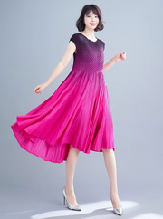 Vanite Couture Pleated Cap Sleeve Ombre Dress - 22138 - ROSE OMBRE
