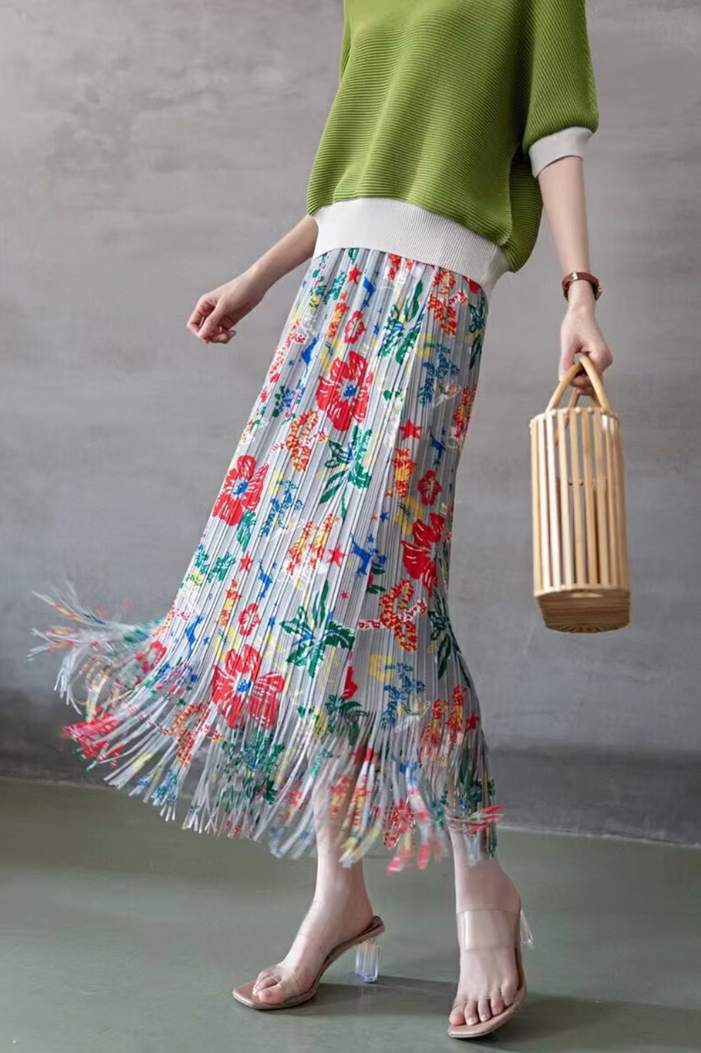 Vanite Couture Skirt - 83557 - LIGHT GREY/FLOWERS