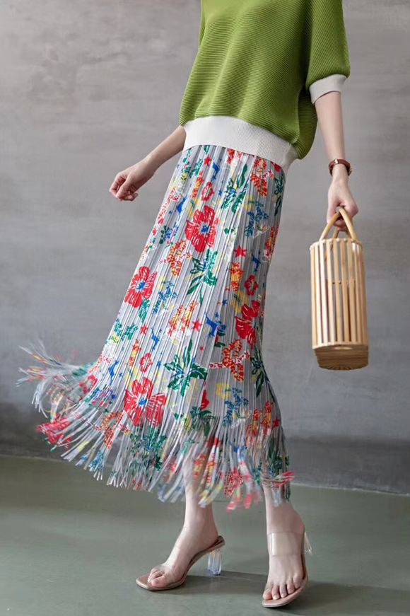 Vanite Couture Skirt - 83557 - LIGHT GREY/FLOWERS