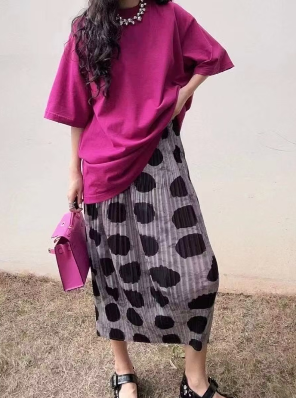 Vanite Couture Skirt - 1261 - GREY/DOTS