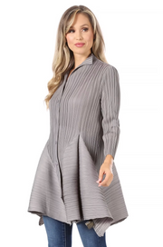 Vanite Couture Button Front Pleated Jacket/Top - 81966 - GREY