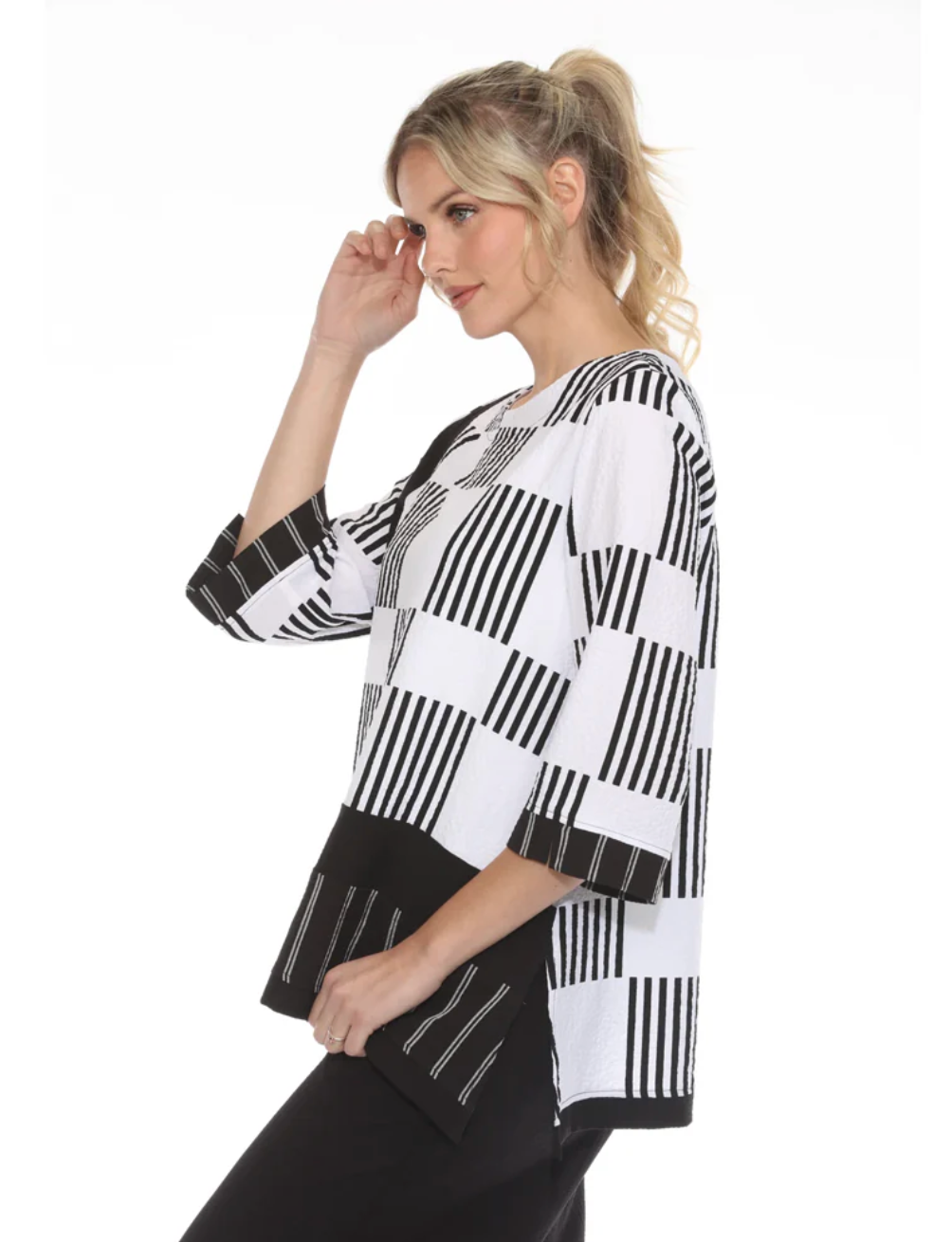 Moonlight Stripe Top - 4035 - BLACK & WHITE