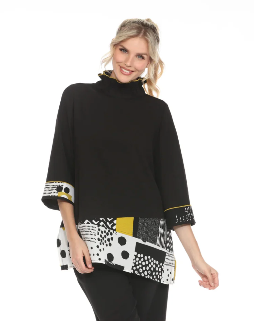 Moonlight Polka Dot High Neck Tunic - 4058