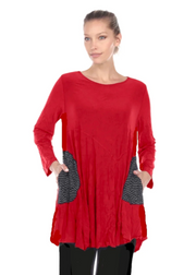 Moonlight Crinkle Texture Top - 2754 - RED