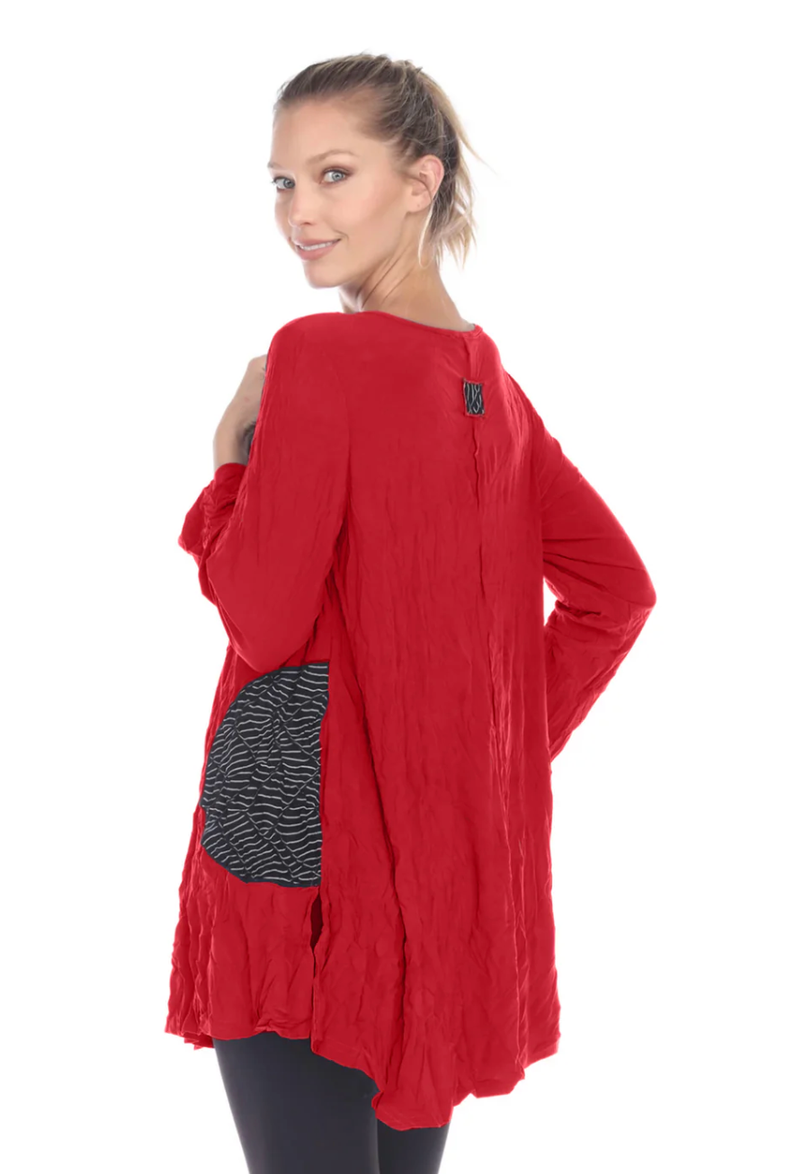 Moonlight Crinkle Texture Top - 2754 - RED