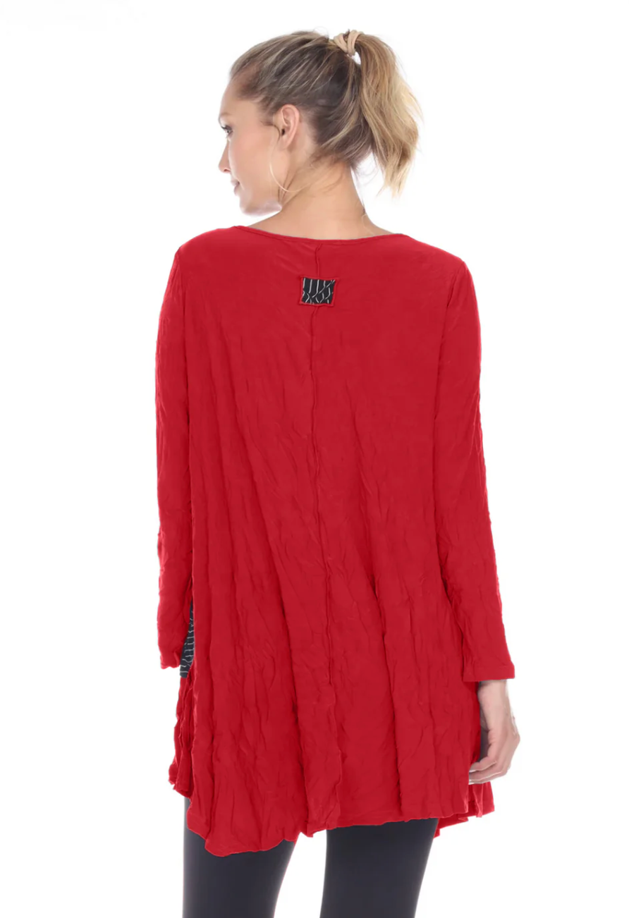 Moonlight Crinkle Texture Top - 2754 - RED