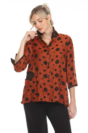 Moonlight Button Front Wire Collar Polka Dot Jacket - 3920 RUST