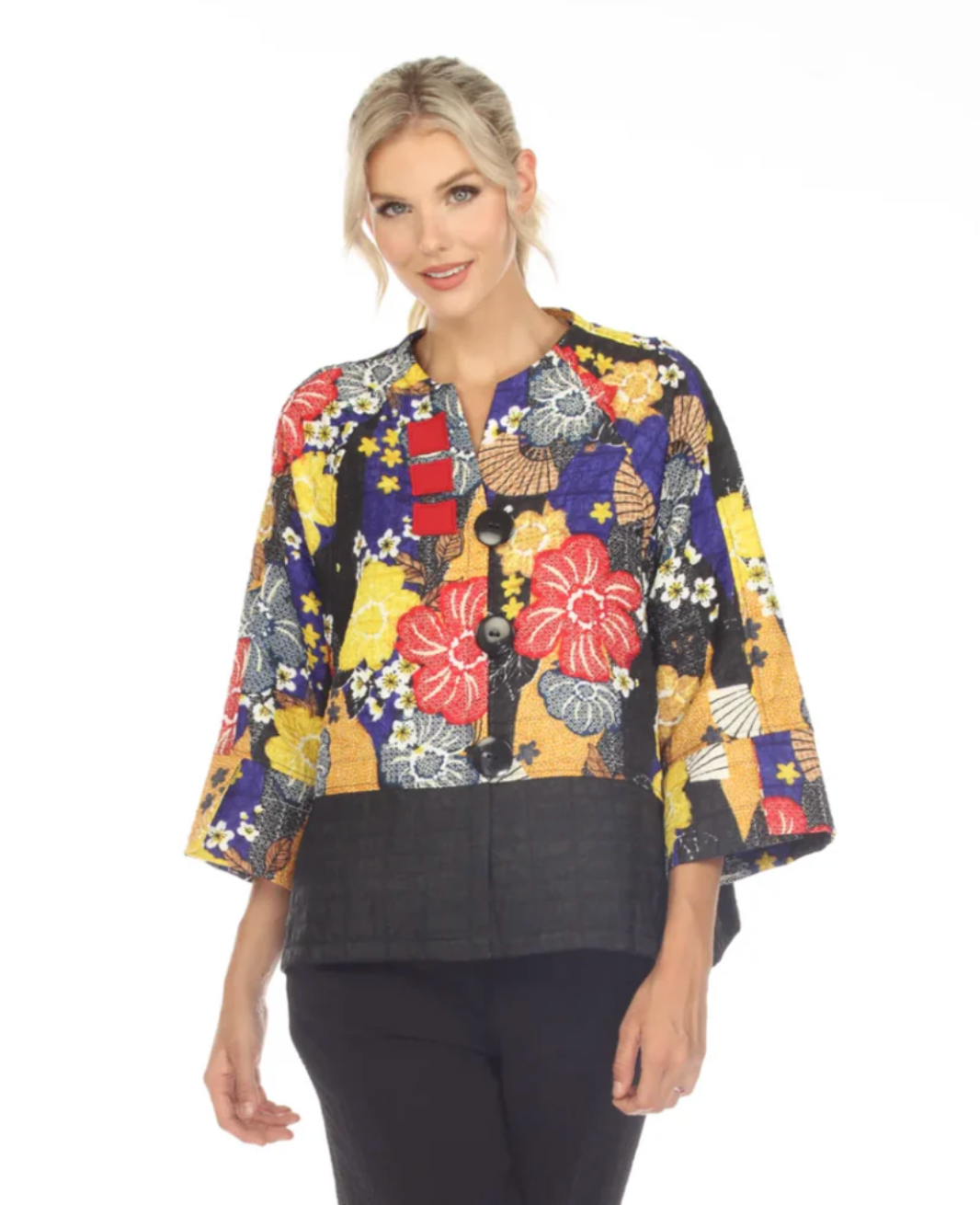 Moonlight Floral Kimono Sleeve Jacket - 3791