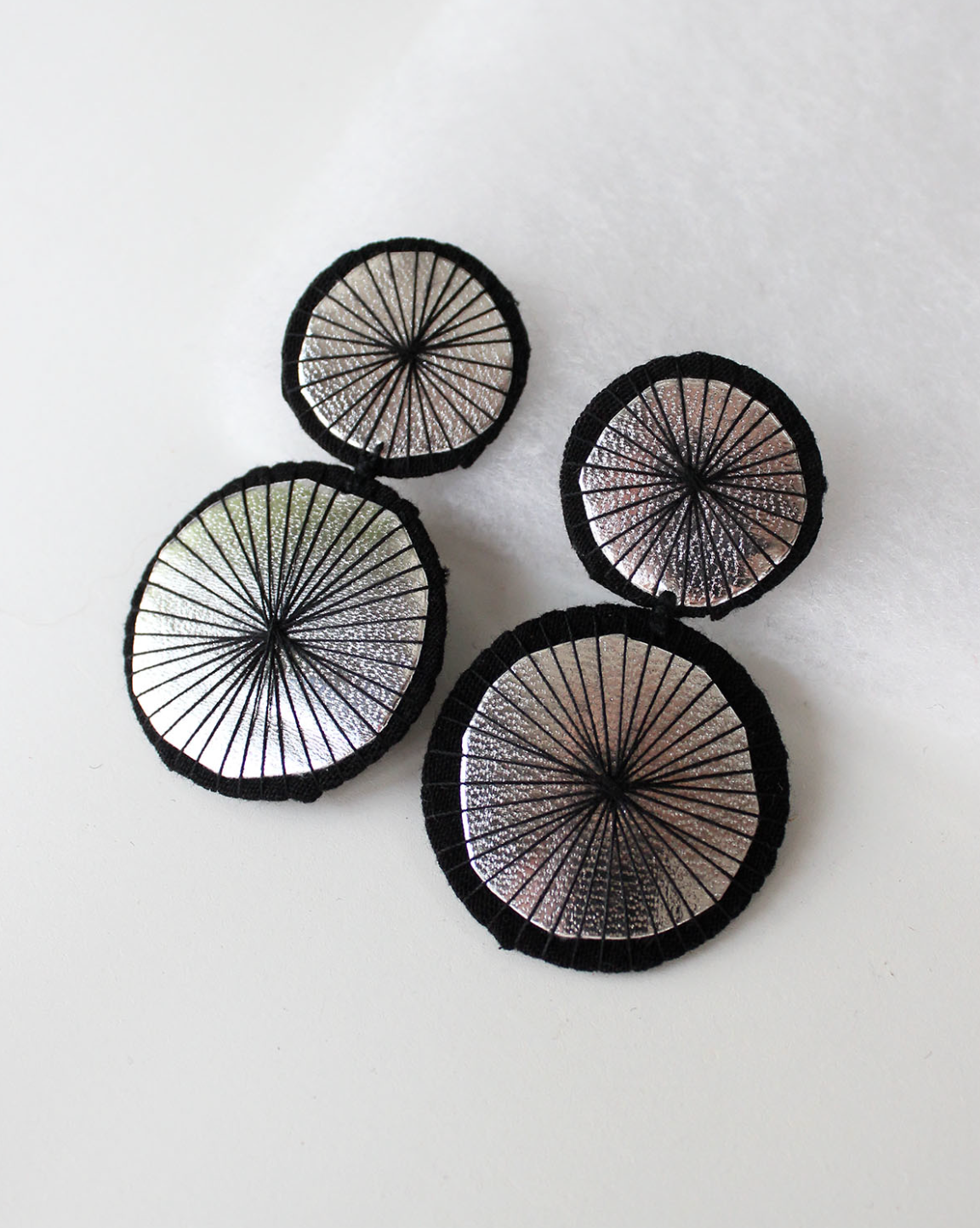 BEYOND THREADS Black Double Shiitake Earrings