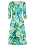 Alquema 3/4 Sleeve Smash Pocket  Dress - GREEN SWEET PEA
