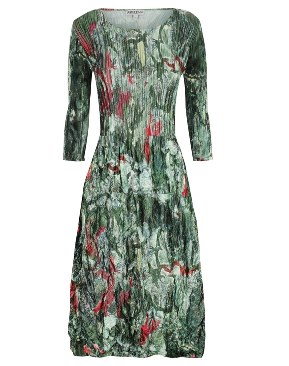 Alquema 3/4 Sleeve Smash Pocket  Dress - FOREST DELTA
