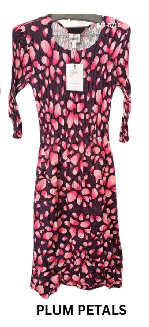 Alquema 3/4 Sleeve Smash Pocket  Dress - PLUM PETALS
