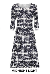 Alquema 3/4 Sleeve Smash Pocket  Dress - MIDNIGHT LIGHT