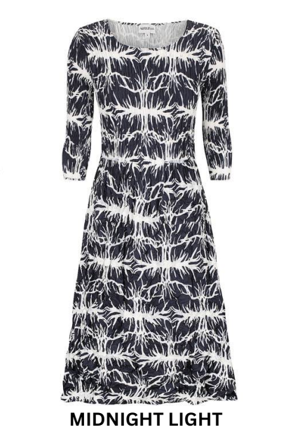 Alquema 3/4 Sleeve Smash Pocket  Dress - MIDNIGHT LIGHT