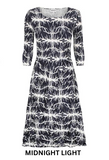 Alquema 3/4 Sleeve Smash Pocket  Dress - MIDNIGHT LIGHT