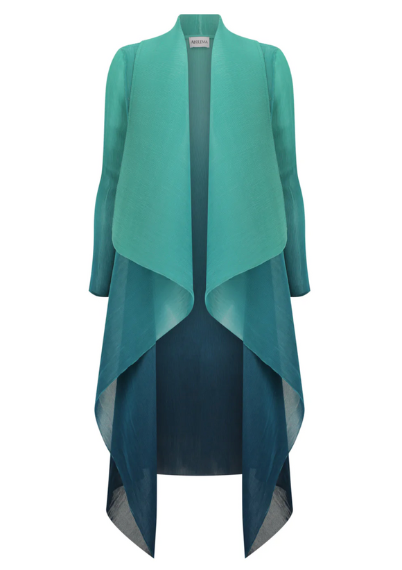 Alquema Long Collare Coat - ATLANTIS BLUE