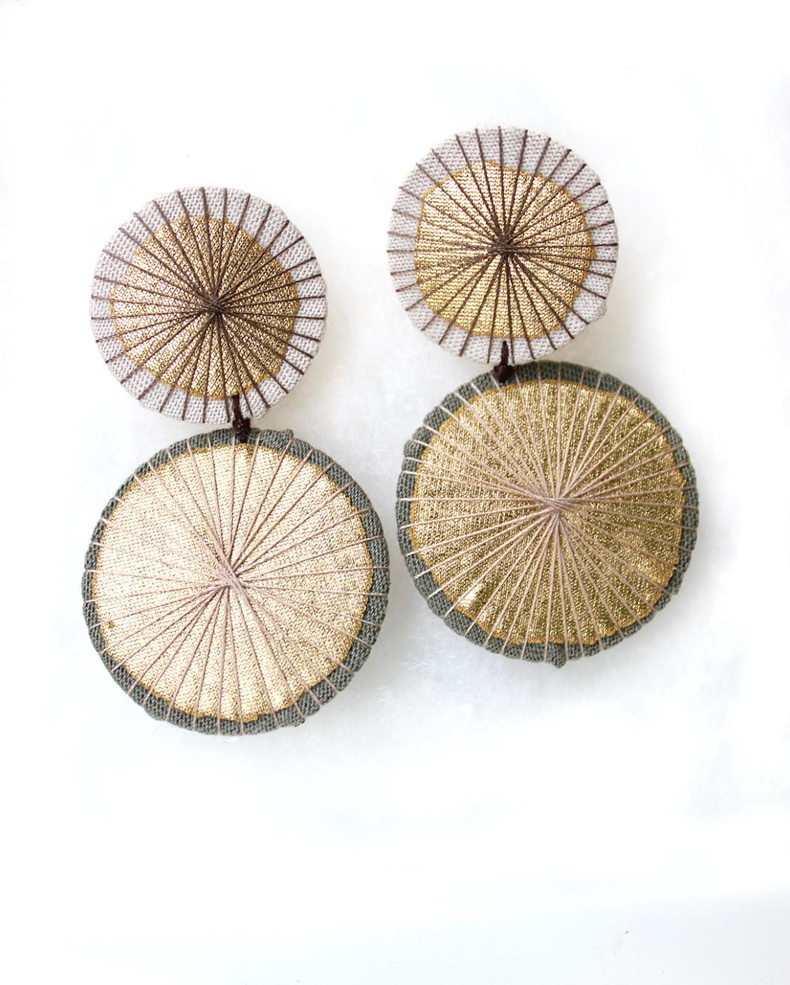 BEYOND THREADS Ivory Double Shiitake Earrings