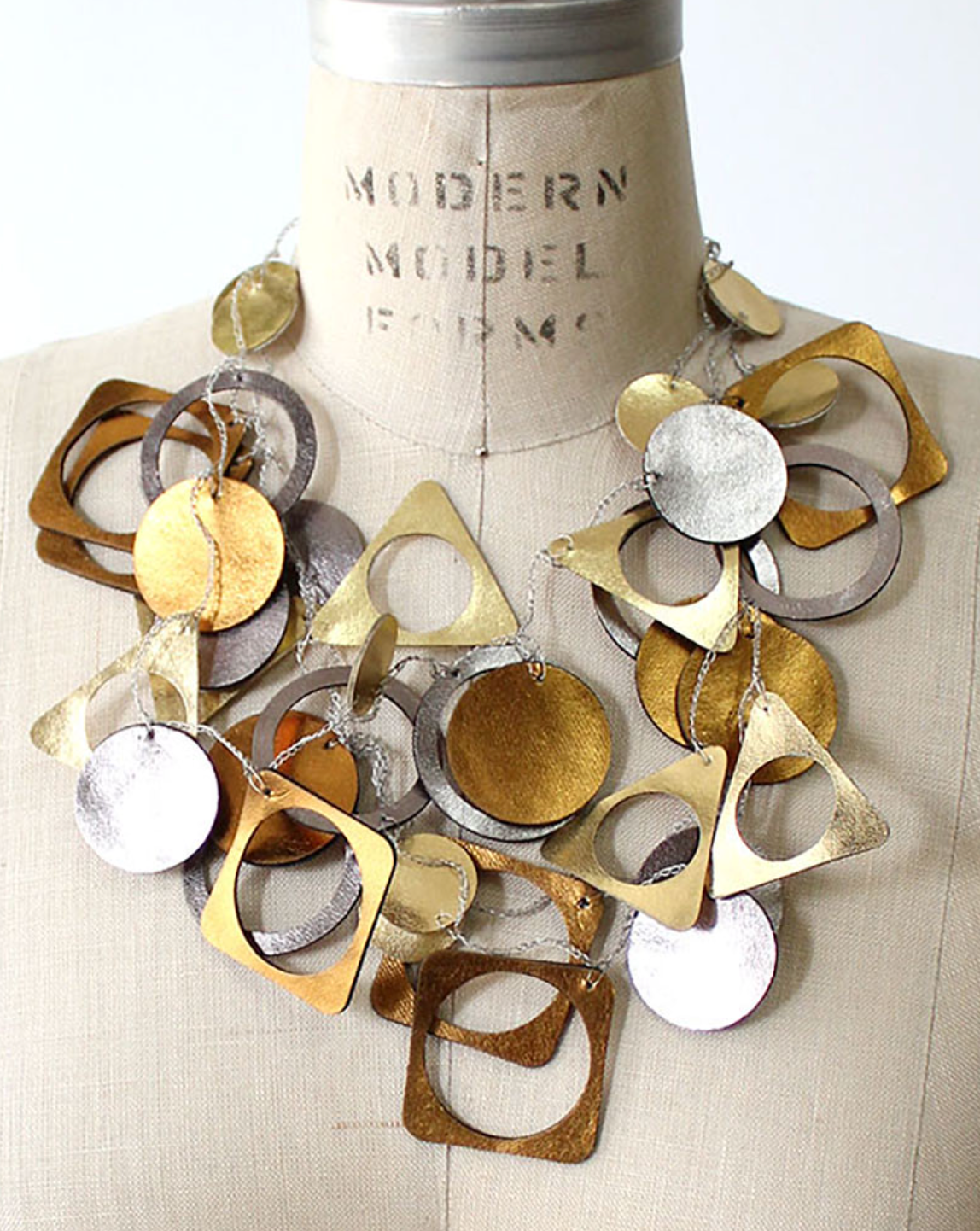 BEYOND THREADS Metallic Art Deco Necklace