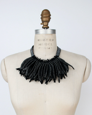 BEYOND THREADS Black Flecos Fringe Necklace