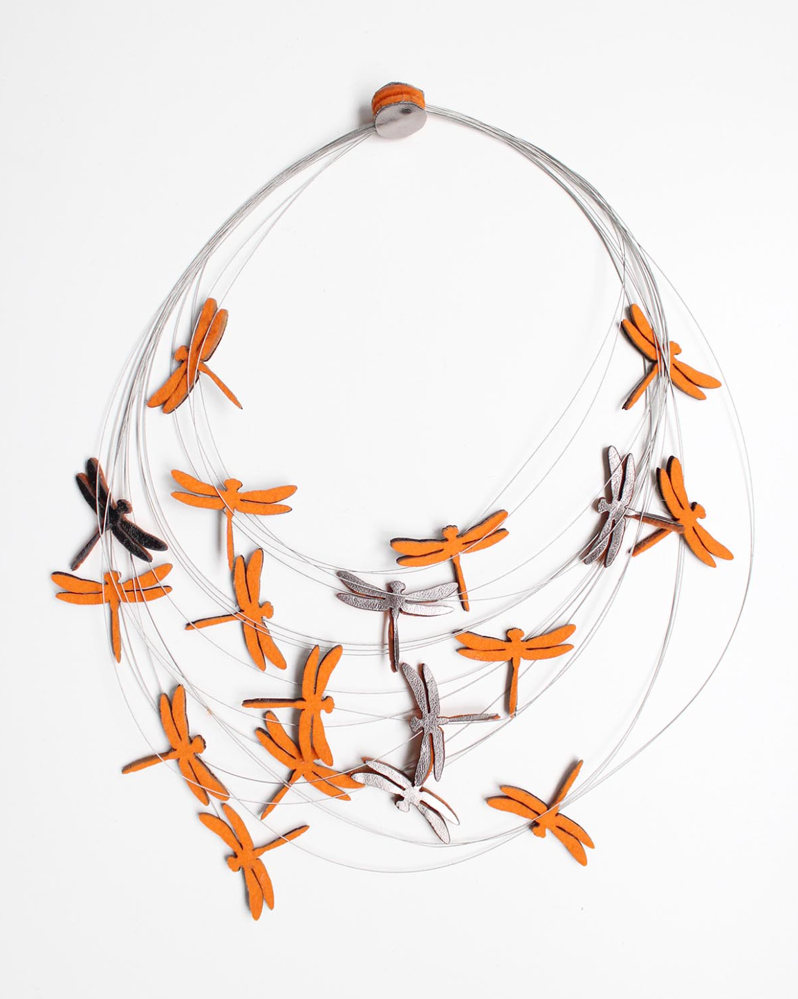 BEYOND THREADS Tangerine Dragonfly Necklace