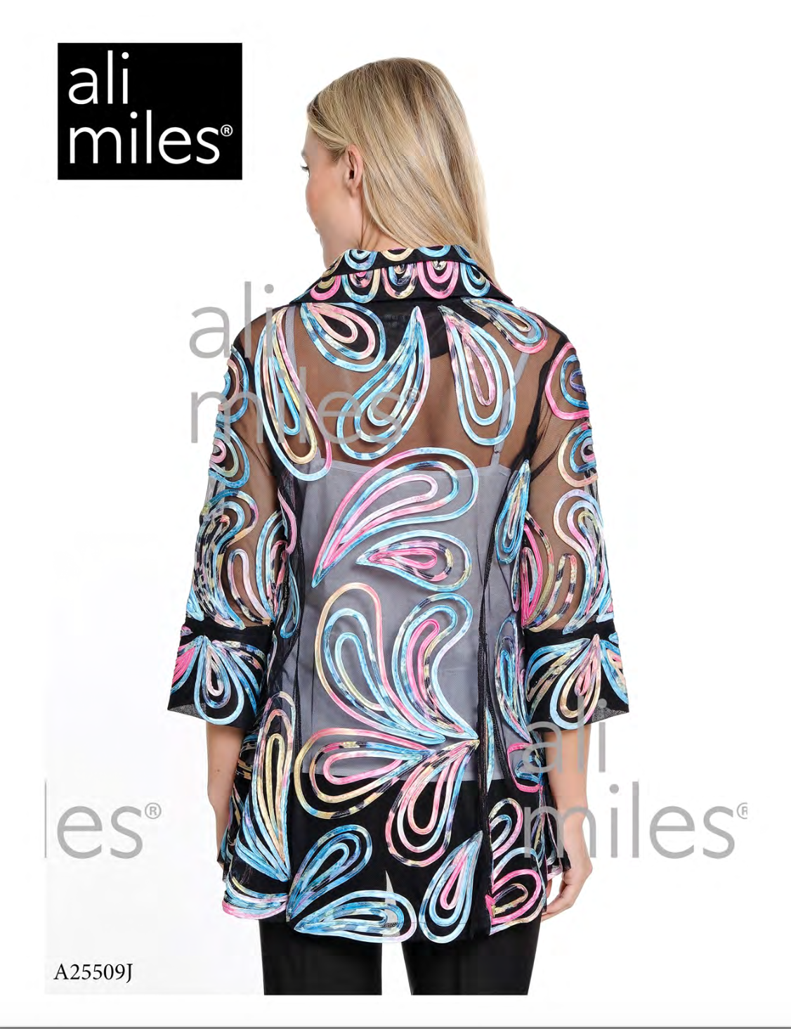 Ali Miles Knit Mesh Front Jacket - A25509JM - 955-ABSMLT