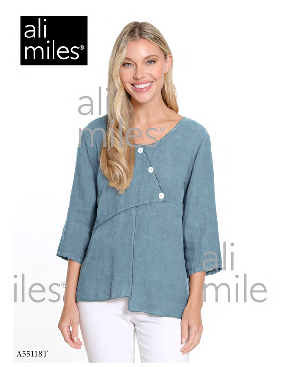 Ali Miles Woven Popover Tunic - A55118TM - 460-CHMBRY